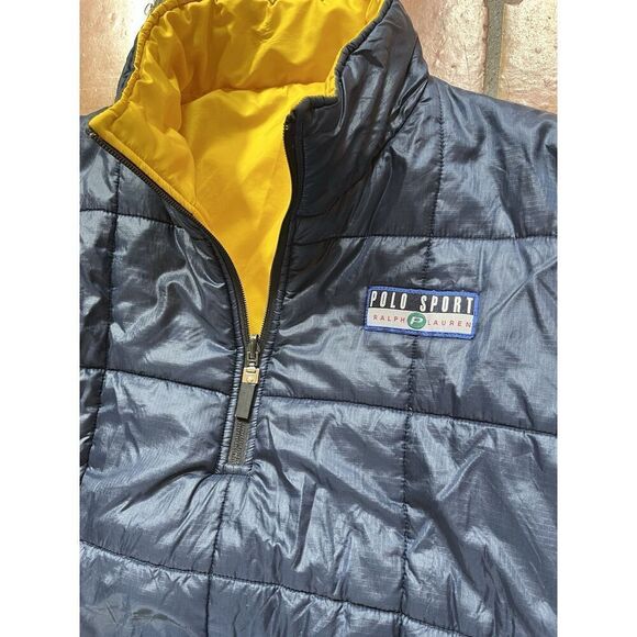 Vintage Polo Sport Ralph Lauren Puffer 1/4 Zip Jacket Pullover Mens L Reversible - Picture 10 of 16